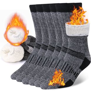 3 Pairs Men Women Merino Wool Crew Socks Thickened Thermal a