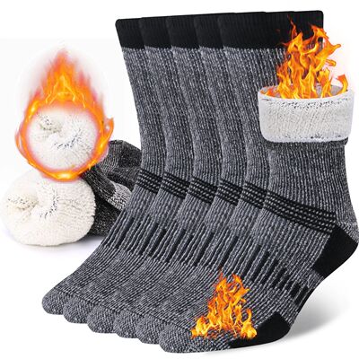 3 Pairs Men Women Merino Wool Crew Socks Thickened Thermal a