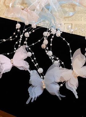 Butterfly Ribbon Necklace for Women  Korean Style Sweet High