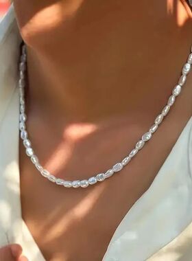 New Simple Imitation Pearl Choker Necklace for Women Vintage