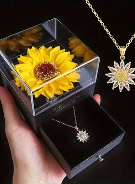 Dainty Stainless Steel Necklace Plated Zircon Daisy Sunflowe
