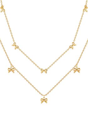Charms Bow Necklace For Women, Bowknot Chain Choker Necklace