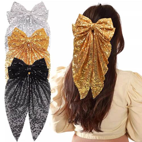 1pc sequin bow headband with ribbon for women; fashionable h