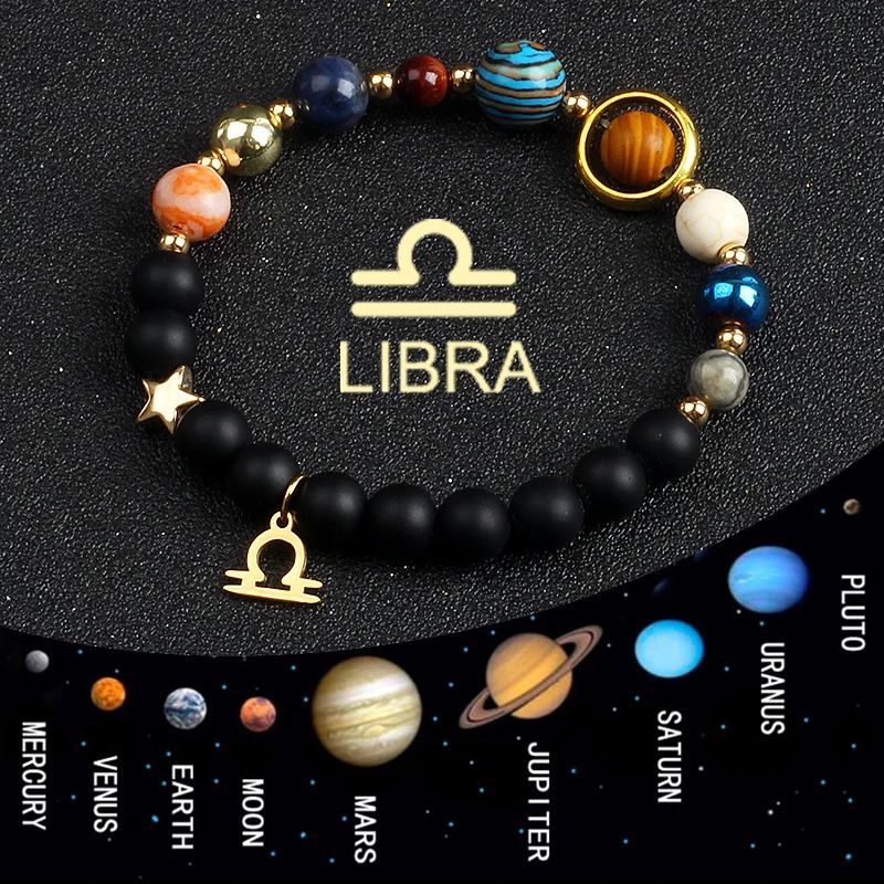 Universe Galaxy Eight Planets 12 Constellation Bracelets for图片