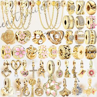 Hot NEW DIY Gold plated Star Moon Charm Heart Family Flower