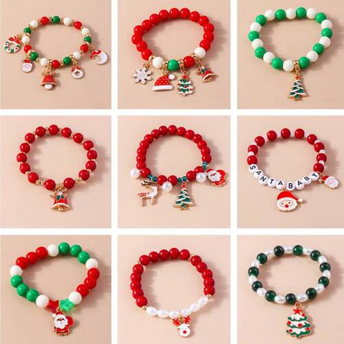 Fashion Handmade Beads Bracelet Christmas Tree Bell Deer Pen