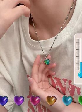 Candy Color Changing Heart Pendant Necklace For Women Simple