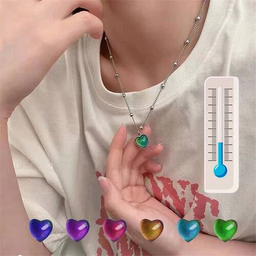 Candy Color Changing Heart Pendant Necklace For Women Simple