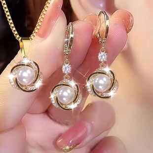 3pcs Sets Light Luxu Jewelry Women Flower Zircon Shining for