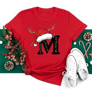 CasualT Shirt Alphabet Christmas shirt New Women