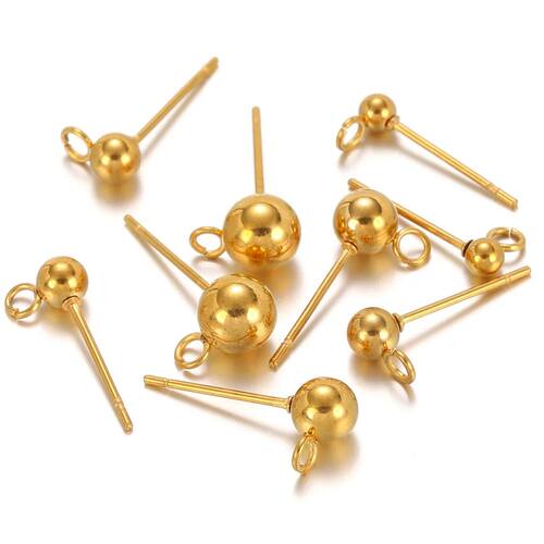 20pcs/lot Surgical Stainless Steel 3 4 5 6mm Round Ball Earr