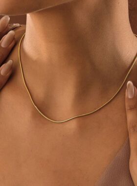 Skyrim Stainless Steel Gold Color Round Snake Chain Necklace