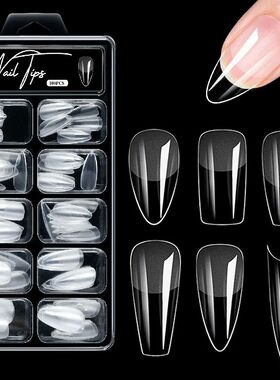 100pcs/box 10 types Fake Nail Tips Coffin Press on Nail Clea