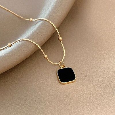 Stainless Steel Necklaces Black Exquisite Minimalist Square