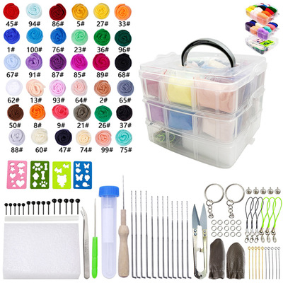 72 Colors Wool Felting Kit Needle Felting Tools DIY Handle W