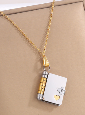 Titanium Steel Necklace Girl Love Letter Necklace Can Open P