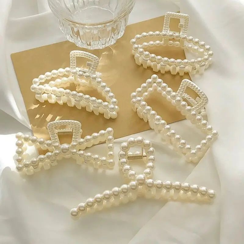 Temperament grab clip, imitation pearl hair clip, shark clip