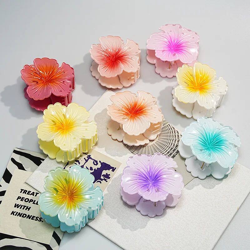 8CM multi-color curly frangipani grab clip women's retro sim