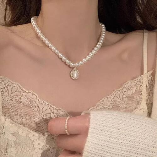 Korean Elegant Imitation Pearl Beads Necklace for Women Ladi