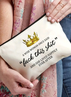 Temu Linen Double-sided Printed Cosmetic Bag Storage Bag Wom