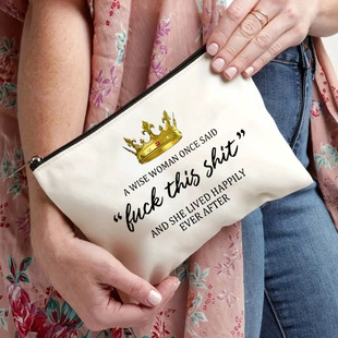 sided Printed Cosmetic Temu Storage Double Bag Wom Linen