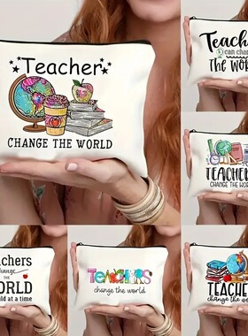Teacher Makeup Bag Gift Teacher Zipper Bag Waterproof Linen
