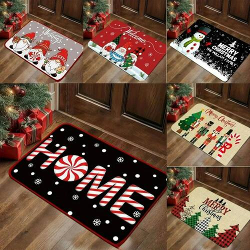 Christmas Holiday Welcome Rug Doormat Festive NonSlip Door R