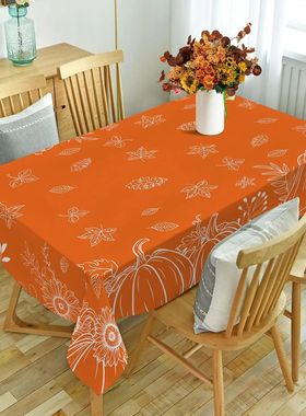 Fall Orange Pumpk Rectangle Tablecloth Party Decor Autumn Ha