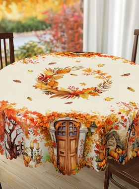 1 Piece Autum Collection Theme Round and Rectangular Tablecl