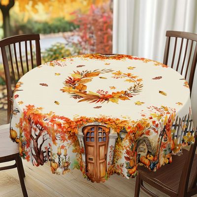 1 Piece Autum Collection Theme Round and Rectangular Tablecl