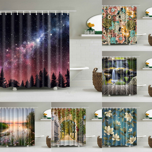 Flower Tropical Plants Palm Trees Floral  Shower Curtain Bat