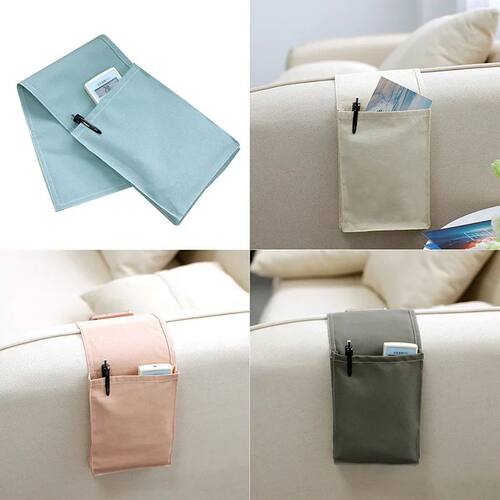Cotton Linen Bedside Storage Organizer Hanging Bag with Pock