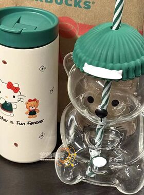 large capacity Cute Bear Glass Cup 500ML 2025 New Christmas