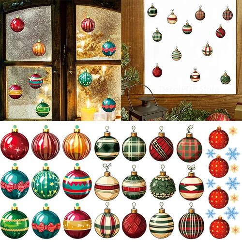 Christmas Colored Balls Wall Stickers Snowflake Garland Shop