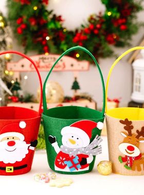Christmas Gift Bag Spacious Cartoon Gift Bucket Elk Cloth Ha