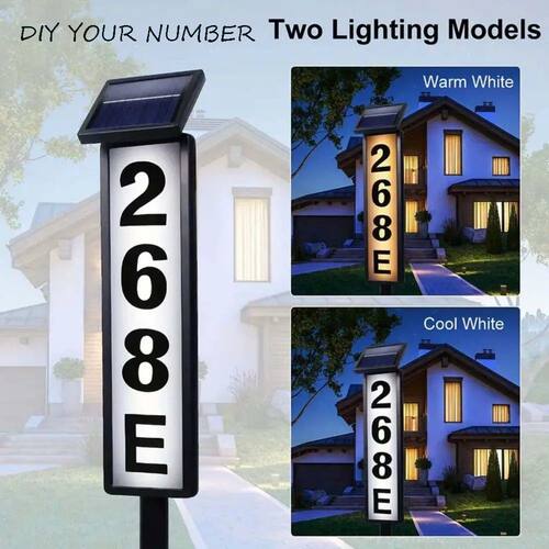 1 pc Solar Light Powered House Number, Address Sign With Lig