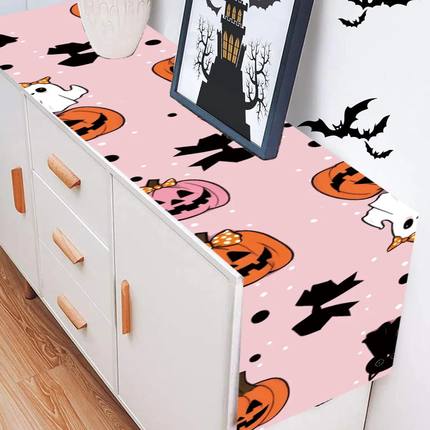 1pc Halloween Theme Pink Pumpkin  Table Runner Halloween Tab