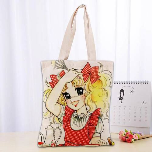 Candy Candy Tote Bag Cotton Cloth Shoulder Shopper Bags for