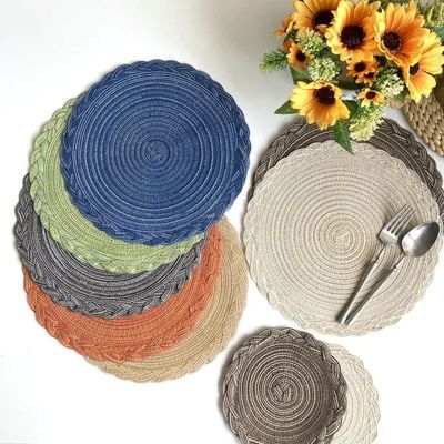 4PCS Woven Placemats Heat Insulation Mat Round Table Mats Di