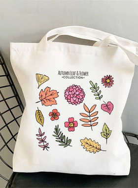 Flower Aesthetic Printed Canvas Bag Shoulder BagTote Shoppin