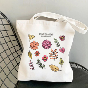 Canvas Printed Bag Shoulder Shoppin Flower BagTote Aesthetic