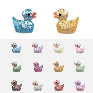 50PCS Mini Ducks Sequin Miniature Duck Resin Desk Decoration