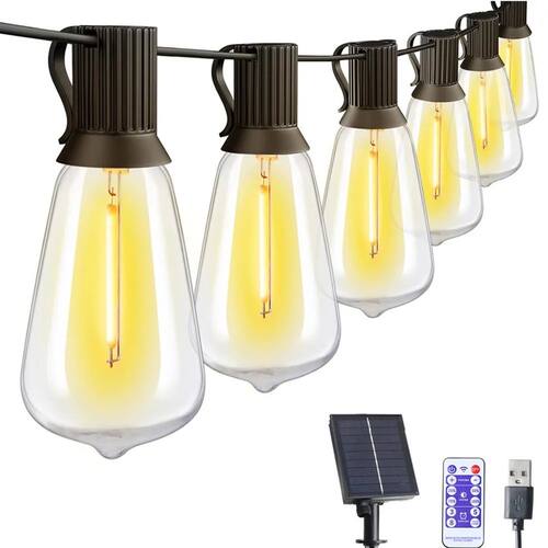 LED ST38 Solar String Lights for Outside, USB & Solar Dual C