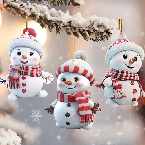 Runtow 5pcs Christmas Cute Snowman Decoration Pendants for W