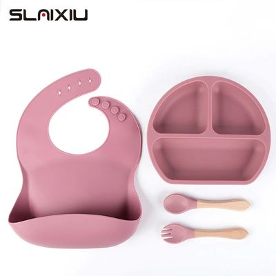 4PCS Silicone Children Tableware Baby Feeding Set Silicone D