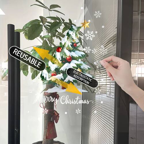 1-10pc Christmas Window Sticker Xmas Tree Snowman Snowflake