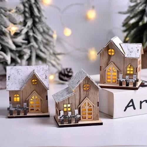 LED Light Mini Wood House Model Luminous for Christmas Chris