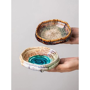 Restaurant Ice Cracked Ceramic Molecular Dish Glaze Sushi