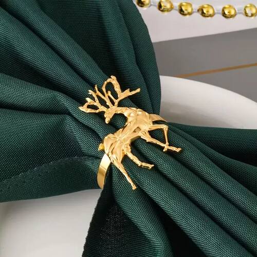 Christmas Reindeer Napkin Rings Metal Elegant Vintage Design