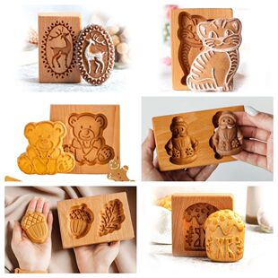 Cookie Molds for Baking Wooden Cookie Cutter 3D Gingerbread